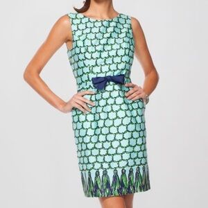 Lilly Pulitzer Mint Green, Navy & Kelly Green Printed Sheath Dress